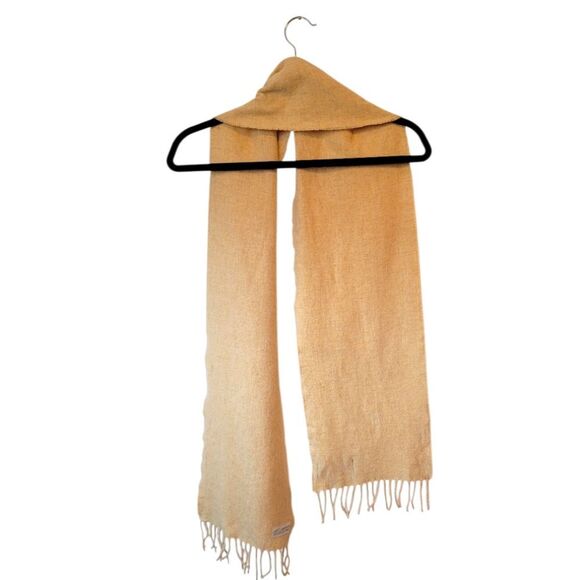 Moon Unisex Light Yellow 100% Lambswool Fringe Scarf - Picture 3 of 5